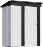 Patiowell 5x3 FT Outdoor Storage Shed, Garden Tool Shed with Sloping Roof and Lockable Door, Metal Shed for Backyard Garden Patio Lawn, White