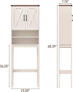 Vabches Over The Toilet Storage Cabinet, Bathroom Organizer with 2 Barn Doors, Farmhouse Space-Saving Toilet Rack with Adjustable Shelf,for Bathroom, Toilet, Laundry Room