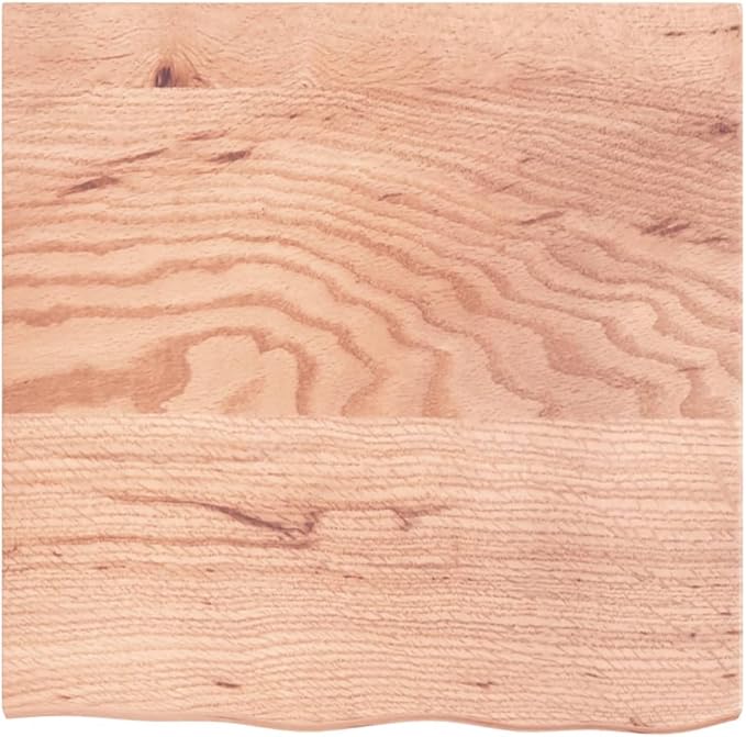 vidaXL Bathroom Vanity Countertop, 23.6"x23.6"x0.8" Treated Solid Oak Wood with Live Edge, Varnished Light Brown Surface, Versatile Use, Home Decor