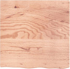 vidaXL Bathroom Vanity Countertop, 23.6"x23.6"x0.8" Treated Solid Oak Wood with Live Edge, Varnished Light Brown Surface, Versatile Use, Home Decor