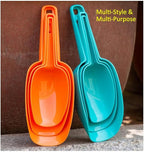 Set of 3 Ice Scoop, Plastic Kitchen Ice Scoop for Canisters or Ice Maker, Food Scoops for Canisters, Freezer, Flour, Dry Foods, Coffee Beans, Pop Corn, Pet Dog Cat Food (Blue)