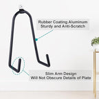 Adjustable Wall Plate Hangers for 7-14 inches Plate, Rubber Coating Anti-Scratch Plate Display, Vertical Stand Holder for Plaque, Tray, Framed Art, Black 2 Pack