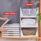 yazi 5 Pack Stackable Closet Storage Box,Closet Shelf Organizer and Storage Plastic Drawer Storage,Wardrobe Organizer Closet Organizers Storage Box for Cupboard Kitchen, Office(5L)