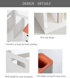 White Plastic Desktop Organizer with File Holder,3-tier Drawers with Pen Holder,Book Stand for Office Supplies and Desk Accessories (White+Blue)