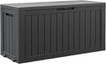 82 Gallon Outdoor Storage Box, Resin Deck Boxes Outdoor Waterproof For Patio Furniture, Garden Tools, Pool Supplies, Lockable And UV Resistant (Striped Black)
