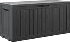 82 Gallon Outdoor Storage Box, Resin Deck Boxes Outdoor Waterproof For Patio Furniture, Garden Tools, Pool Supplies, Lockable And UV Resistant (Striped Black)