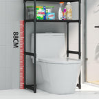 3 Tier Bathroom Over Toilet Organizer Rack, Over The Toilet Storage Rack, Space Saver Carbon Steel Bathroom Shelves, Freestanding Bathrooms Shelves for Restroom Laundry Balcony, White