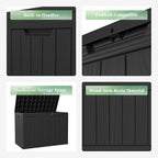 DRATO 45 Gallon Deck Box, Outdoor Storage Box for Patio Furniture, Patio Cushions, Gardening Tools, Pool Supplies 480lbs Weight Capacity,Waterproof Resin Storage Boxes（Black，45 Gallon）