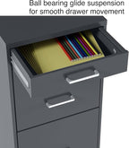 Staples 3-Drawer Vertical File Cabinet, Letter Size Documents, Lockable & Mobile, 18.9" D x 14.3" W x 26.8" H, Charcoal