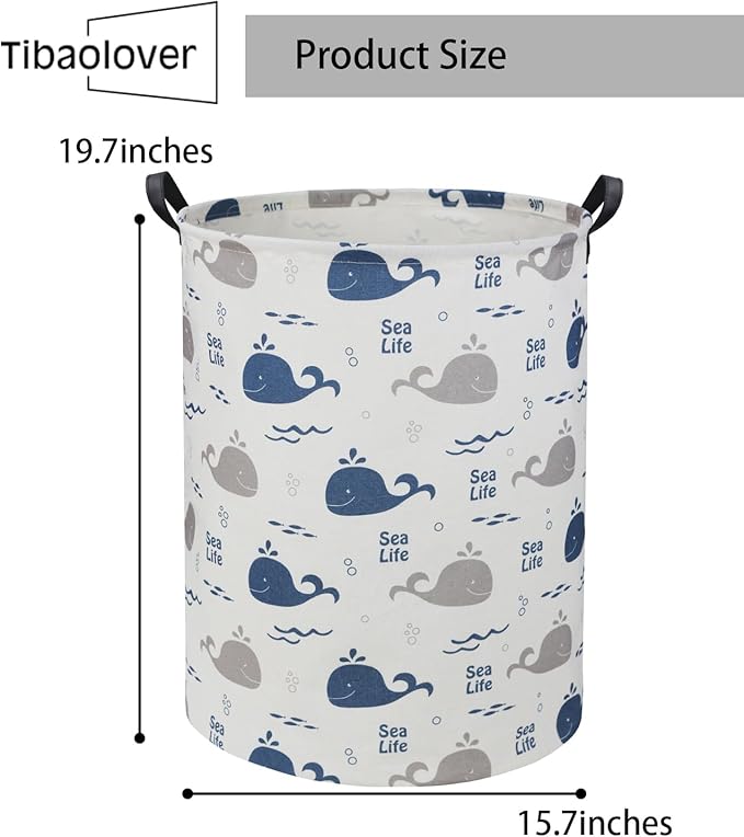 Whale Kids Laundry Basket Baby Hamper Toy Storage Bin for Boys Room Decor Baby Nursery Gift Baskets