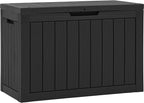 YITAHOME 45 Gallon Deck Box, Outdoor Storage Box for Patio Cushions, Outdoor Tools, Gardening Tools, Sports Equipment, and Throw Pillows, Lockable and Waterproof, Black
