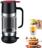 Honey Dispenser No Drip,12OZ Glass Honey Jar with Handle,Syrup Dispenser for Coffee or Tea,Mess Free Honey-Dispenser for Maple Syrup, Honey-Container (Black)