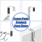 Over The Door Clothes Hanger,Metal Over Door Clothes Drying Rack with 6 Hooks,Laundry Drying Rack Rod for Laundry, Bedroom, Washroom, Closet,Fits Door Up to 1.97", (Silver)