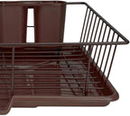 Sweet Home Collection Metal Dish Rack Drainer 3 Piece Set with Drying Board and Utensil Holder, 12" x 19" x 5", Bronze