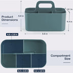 Multiuse Caddy Organizer with Handle - Stackable Plastic Tote Bin - Art Craft Supplies, Office, Desk, Stationery Pen Holder, Kitchen, Utensil, Makeup, Bathroom, Shower, Cleaning, Dorm Organizer - Cyan