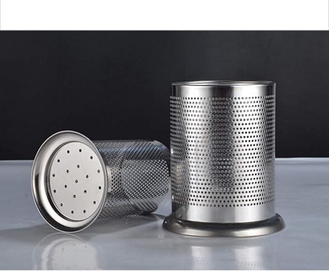 Kichvoe Stainless Steel Utensil Holder with Drain Holes for Kitchen Countertop Flatware Organizer Chopstick Tube Easy Clean 5.9X5.9X6.7 Inch