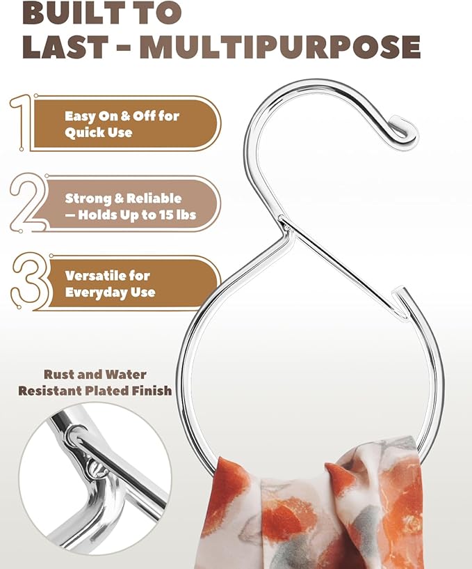 4 Pack Belt Hanger, Tie Hanger & Belt Organizer, Rust-Proof Belt Hanger for Closet, Ties, Scarves, Bags & Accessories, Keeps Closet Neat & Organized, Silver