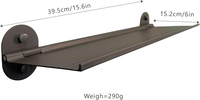 Small Metal Floating Shelf for Wall,Black Foldable Bathroom Shelves Adhesive for Kitchen,Toilet,Bedroom,Office,RV Essentials Accessories