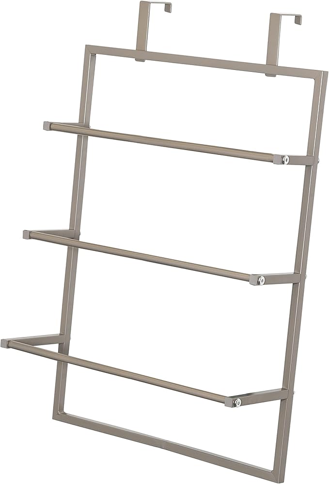 Honey-Can-Do Over-The-Door 3-Tier Towel Rack - Chrome Steel Bathroom & Closet Storage Organizer for Hanging Towels, Clothes, Robes