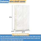 Wire Rack Covers,Heavy Duty 600D Dustproof Waterproof Storage Rack Covers for Metal Shelves,Storage Shelf Cover with Zipper for Wire Shlef,36''W x 14''D x 71''H,Beige with Clear Front