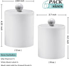 SheeChung 6 Pack White Acrylic Apothecary Jars - Shatterproof Qtip Holder Dispenser Set - Opaque Bathroom Vanity Organizer for Cotton Swabs,Balls,Pads - Modern Minimalist Decor(3*10oz,3*12oz)