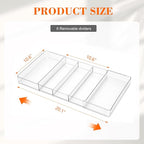 1 Pcs Large Expandable Acrylic Drawer Organizers, Grid Adjustable Drawer, Dividers Organizer for Desk, Makeup, Jewelry, Office, Kitchen Supplies (Clear,5 Compartments)