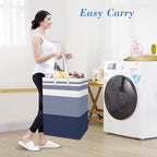 BlissTotes 3-Pack Laundry Basket, Freestanding＆Waterproof Laundry Hamper, Collapsible Tall Clothes Hamper with Easy Carry Handles for Clothes, Towels in the Family and Dorm,Gradient Blue,100L