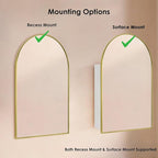 TEHOME 20 x 30'' Brush Gold Arched Bathroom Medicine Cabinet with Mirror Recessed and Surface Mount Medicine Cabinet Mirror