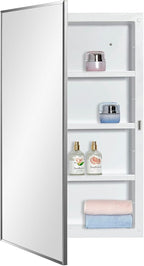 Plastic Medicine Mirror Cabinet for Bathroom, Surface and Recessed Mount