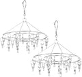 CenYouful 2 Pack Stainless Steel Round Hanging Drying Rack with 20 Clips for Drying Socks, Baby Clothes, Bras, Towel, Underwear, Hat, Scarf, Pants, Gloves