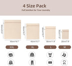 100% Cotton Mesh Laundry Bags, Premium Soft, No Dye, Set of 4, Natural
