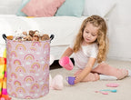 Rainbow Pink Baby Laundry Basket Baby Hamper Kids Hamper Basket Toy Storage Bin for Boys Room Decor Baby Nursery Hamper Gift Baskets for Bedroom Bathroom(Pink Rainbow)