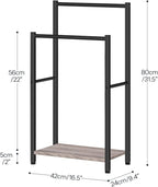 HOOBRO Freestanding Towel Rack, 2 Tier Blanket Ladder Holder for Bathroom, 16.5" L x 9.4" W x 31.5" H, Blanket Rack, Industrial Drying and Display Rack with Shelf, Metal, Greige and Black BG02LB01