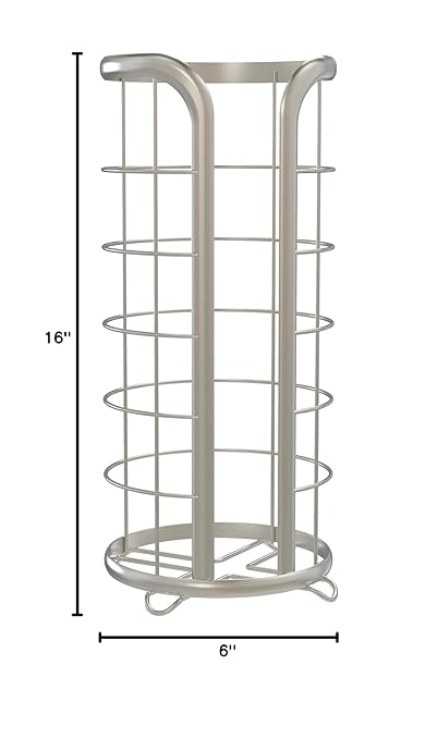 BROOKSTONE Toilet Paper Holder Stand Reserve - Free Standing Toilet Paper Stand with Storage that Holds Mega Rolls, Standing Bathroom Tissue Organizer, Bathroom Decor - Modern Storage Holder, Nickel