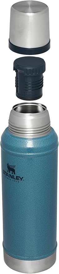 Stanley Classic Legendary Vacuum Bottle 1.0 qt | Wide Mouth with Leakproof Cup Lid | Keep Drinks Hot or Cold | Packable for Travel | Insulated Stainless Steel Thermos | BPA-Free | Hammertone Lake