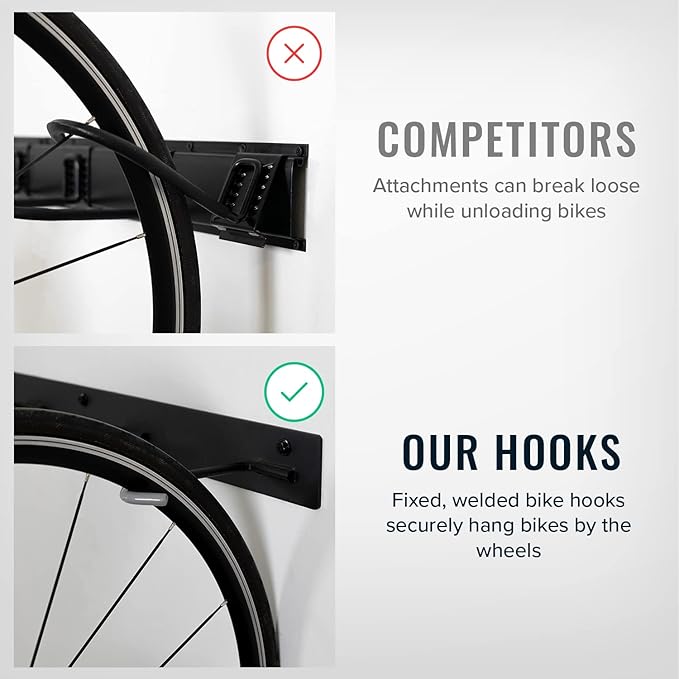 StoreYourBoard Bike Storage Rack, 4 Bike Racks for Garage, Solid Steel Extra Heavy Duty BLAT Bike Rack - Garage Wall Mounted Bicycle Storage, Up to 200lbs, 32-inch