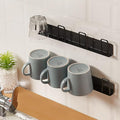 2pcs Mug Hooks Wall-Mounted Mug Holder, Coffee Cups Holder Hanger no Drilling,Mug Rack Hooks with 4 Cup Holders,RV Must Haves Cups Storage Hooks for Kitchen,Living Room,Office (Black)