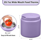 26oz Kids Jar for Hot Food, Insulated Vacuum Food Jar with Buckle Lid, Stainless Steel Wide Mouth Leak Proof Insulated Lunch Container for School Picnic Travel, Purple
