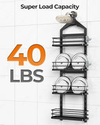 ODesign 4 Tier Height-Adjustable Shower Caddy Hanging Anti-Swing-Over The Shower Head Caddy-Sho wer Storage Organizer Bathroom Shelves Basket Caddies-Black
