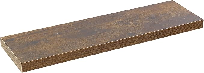 Floating Shelves for Wall, Wall Mounted Rustic Wood Shelves for Bathroom, Bedroom, Living Room, Kitchen, Hanging Shelf for Books/Storage/Room (Brown Wood Grain, 23.6")