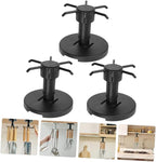 Zerodeko Rotatable Kitchen Utensil Hooks 3pcs Set Black Multi-Functional Wall Hanger Adhesive Under Cabinet Storage Organizer for Kitchen Tools and Measuring Spoons
