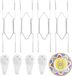 4 Pack Plate Hangers for Wall, Suitable for 8-10 inch Art Plate, Stainless Steel Invisible Heavy-Duty Wire Plate Holder with Wall Hooks, Display Hanger for Decorative Plates/Dishes/Platters(Silver)