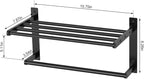 Bathroom Shelf with Towel Bar, 16" Metal Towel Racks for Bathroom Wall Mounted, Rustproof Towel Rack with Shelf Shower Towel Holder Apartment Essentials Bathroom Accessories - Black