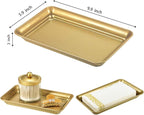 Vintage Farmhouse Decor Metal Vanity Tray (1 Pack), Countertop Guest Hand Towel Storage Tray Dispenser Organizer, Sturdy Bathroom Holder for Perfume, Cosmetics, Jewelry, Makeup (Gold