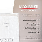 GENIE SPACE Premium Vacuum Storage Bags for Clothes, Bedding and Travel, Variety 6-Pack (2 XL + 2 L + 2 M), Airtight, Odor-Proof and Reusable Space Saver Bags with Double Zipper Seal and Hand Pump
