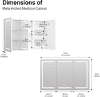 Large Medicine Cabinet, LED Lighted Medicine Cabinets with 3 Doors,Wall Mounted Bathroom Mirror with Storage,47inch,Defogger, Dimmable,Led Medicine Cabinet Mirror for Bathroom,47.2x 5.1x 30 In