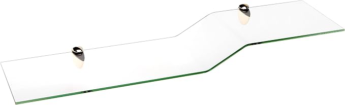 Spancraft Glass Sparrow6x18-Brass Sparrow Bent Glass Shelf, Brass Bracket, 6" x 18"