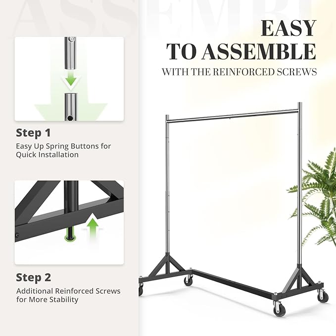 HOKEEPER Z Base Clothing Rack Heavy Duty Clothes Rack for Hanging Clothes Hold 500LBS Commercial Garment Rack with Wheels Adjustable Rolling Clothes Rack Portable Z 24" Dx63 Wx71 H, 4 Pack