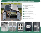 WACASA 13x20x8.3 FT Large Metal Garage Shed with Base Floor Kit, Ultra-Reinforced 18-Gauge Powder-Coated Steel Frame, 100 PSF Snow & 150 MPH Wind Rated, Skylight Dual-Entry Carport & Workshop