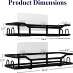 Kitsure Shower Caddy - 2 Pack, No Drilling Shower Organizer with 8 Hooks, Rustproof Stainless Steel Shower Shelf for Inside Shower, Wall Mounted Shower Rack for Bathroom, Kitchen, Black